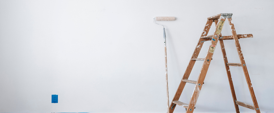 ladder & wall painting brush